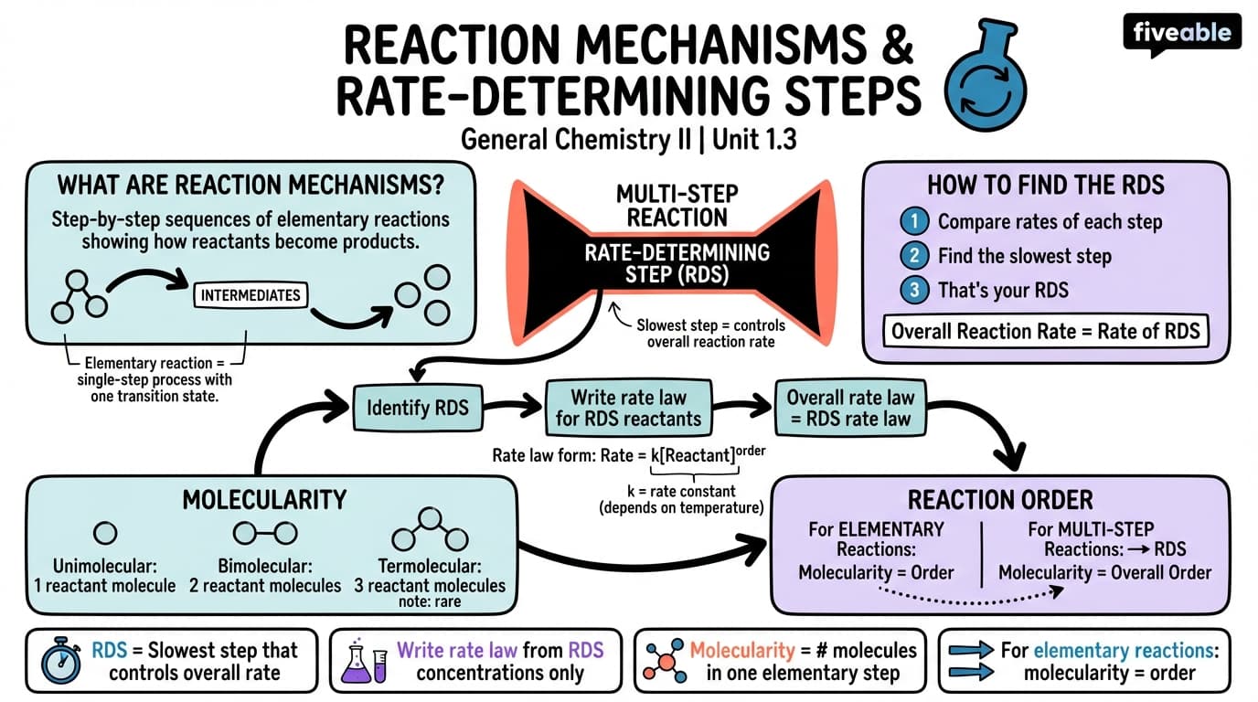 1.3 Reaction mechanisms and rate-determining steps - General Chemistry II - Unit 1 visual cheatsheet