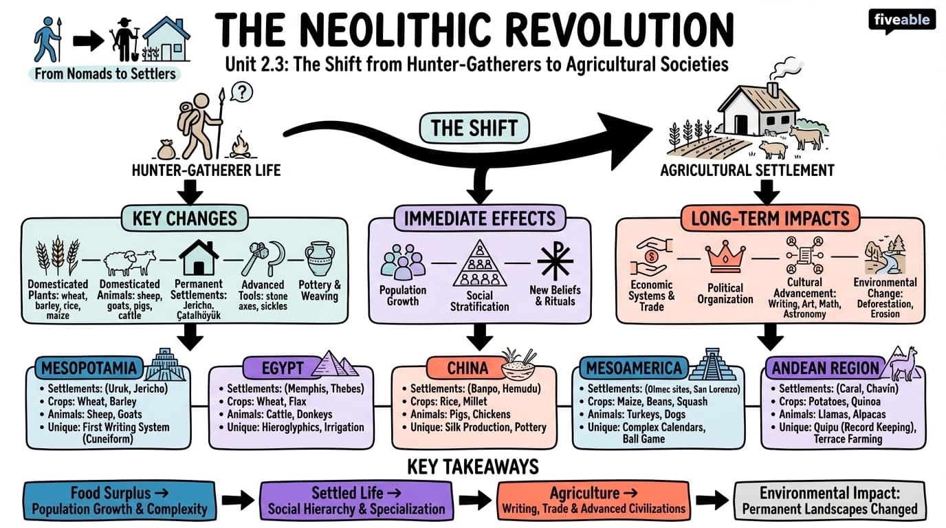 2.3 The Neolithic Revolution - World History – Before 1500 - Unit 2 visual cheatsheet