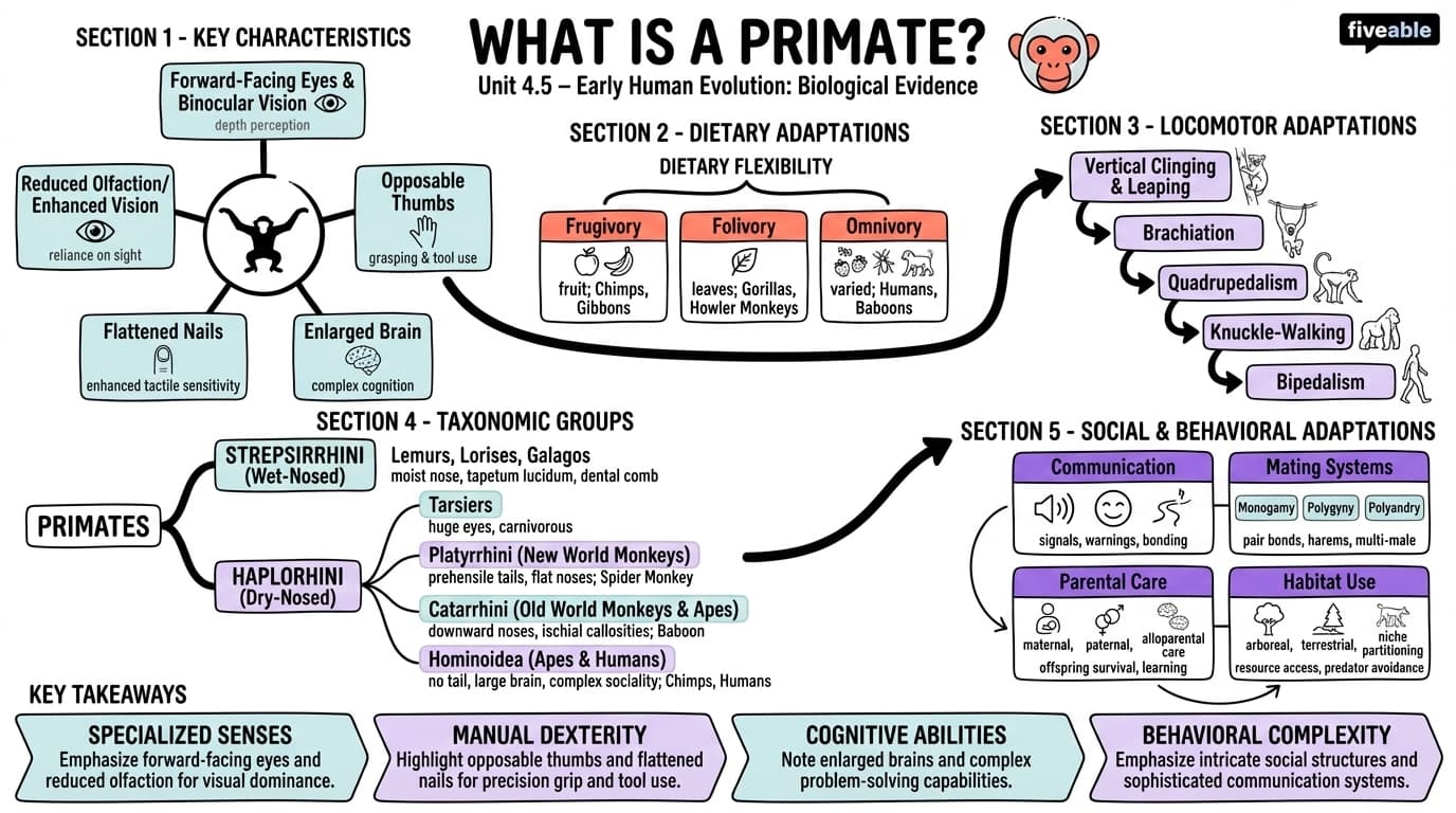 4.5 What Is a Primate? - Intro to Anthropology - Unit 4 visual cheatsheet