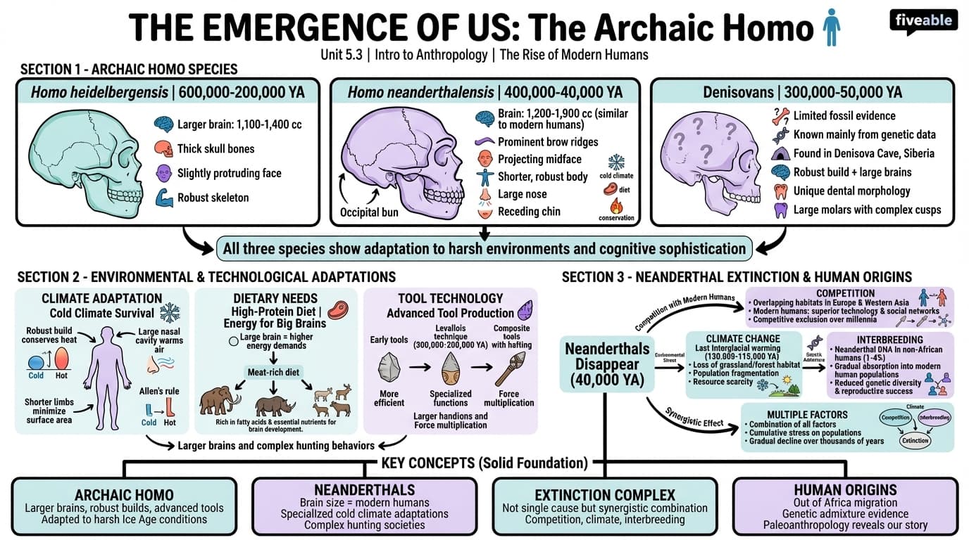 5.3 The Emergence of Us: The Archaic Homo - Intro to Anthropology - Unit 5 visual cheatsheet