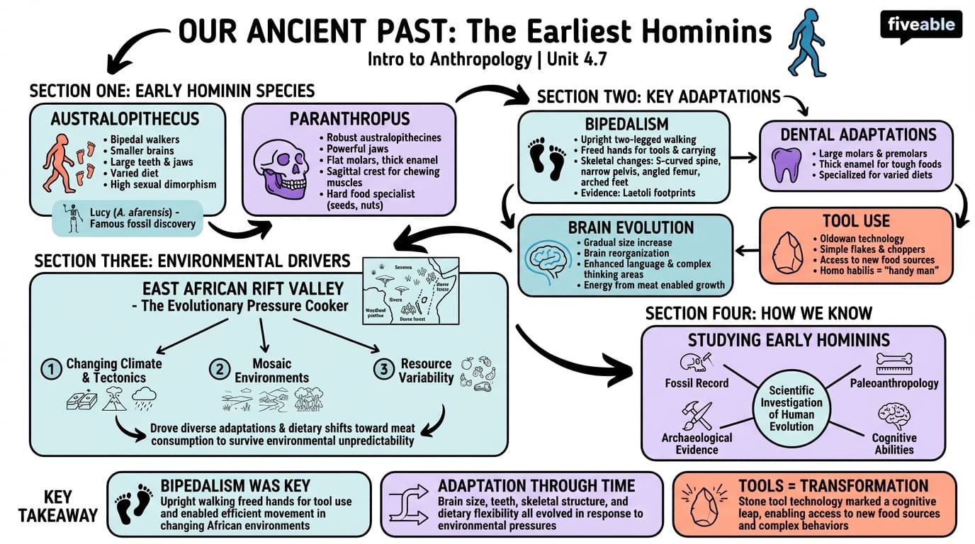 4.7 Our Ancient Past: The Earliest Hominins - Intro to Anthropology - Unit 4 visual cheatsheet