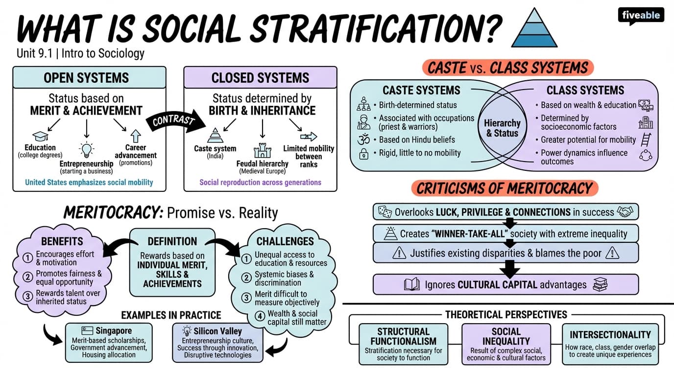 9.1 What Is Social Stratification? - Intro to Sociology - Unit 9 visual cheatsheet