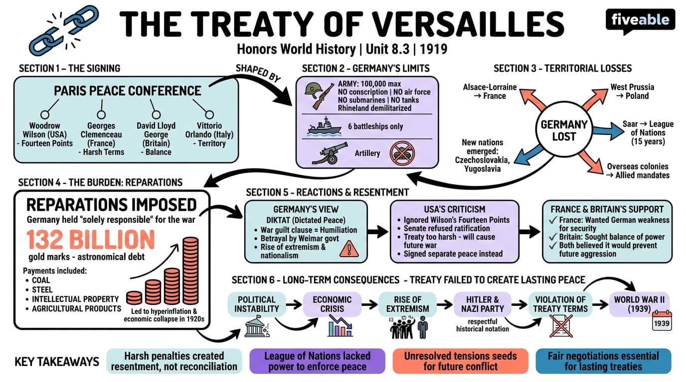 8.3 The Treaty of Versailles - Honors World History - Unit 8 visual cheatsheet