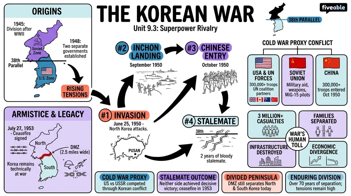 9.3 The Korean War - Honors World History - Unit 9 visual cheatsheet