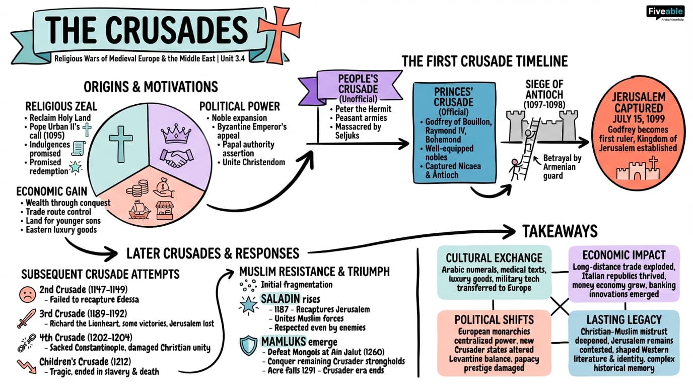 3.4 The Crusades - Honors World History - Unit 3 visual cheatsheet