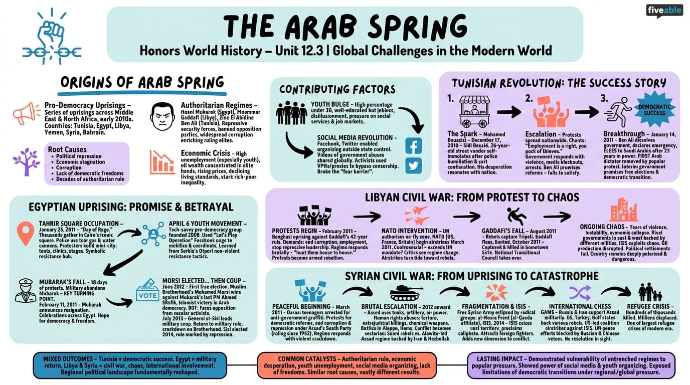 12.3 The Arab Spring - Honors World History - Unit 12 visual cheatsheet