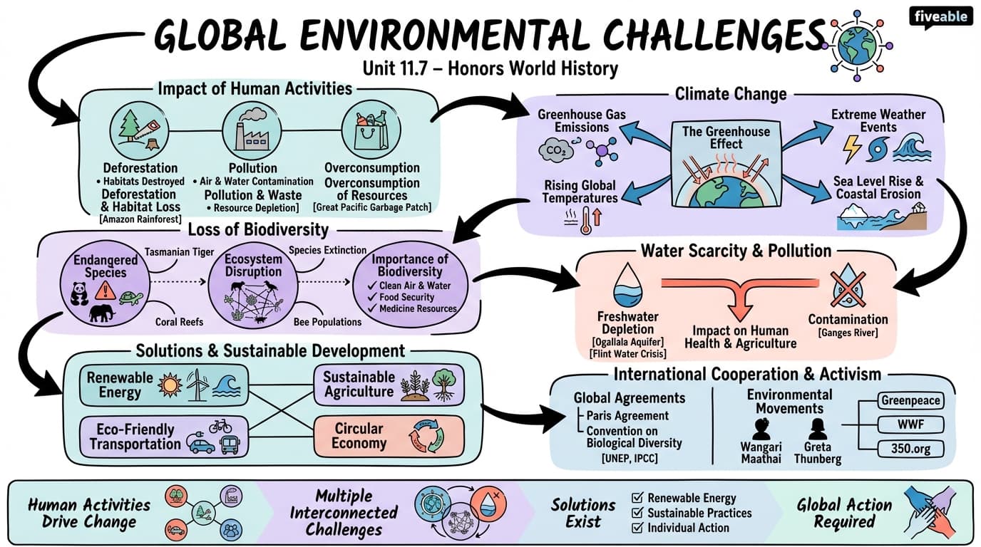 11.7 Global environmental challenges - Honors World History - Unit 11 visual cheatsheet