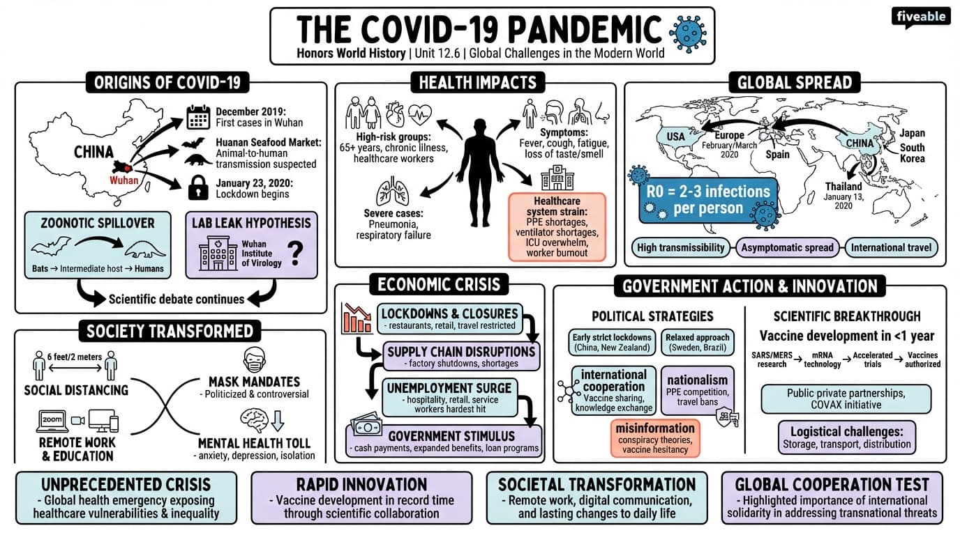 12.6 The COVID-19 pandemic - Honors World History - Unit 12 visual cheatsheet