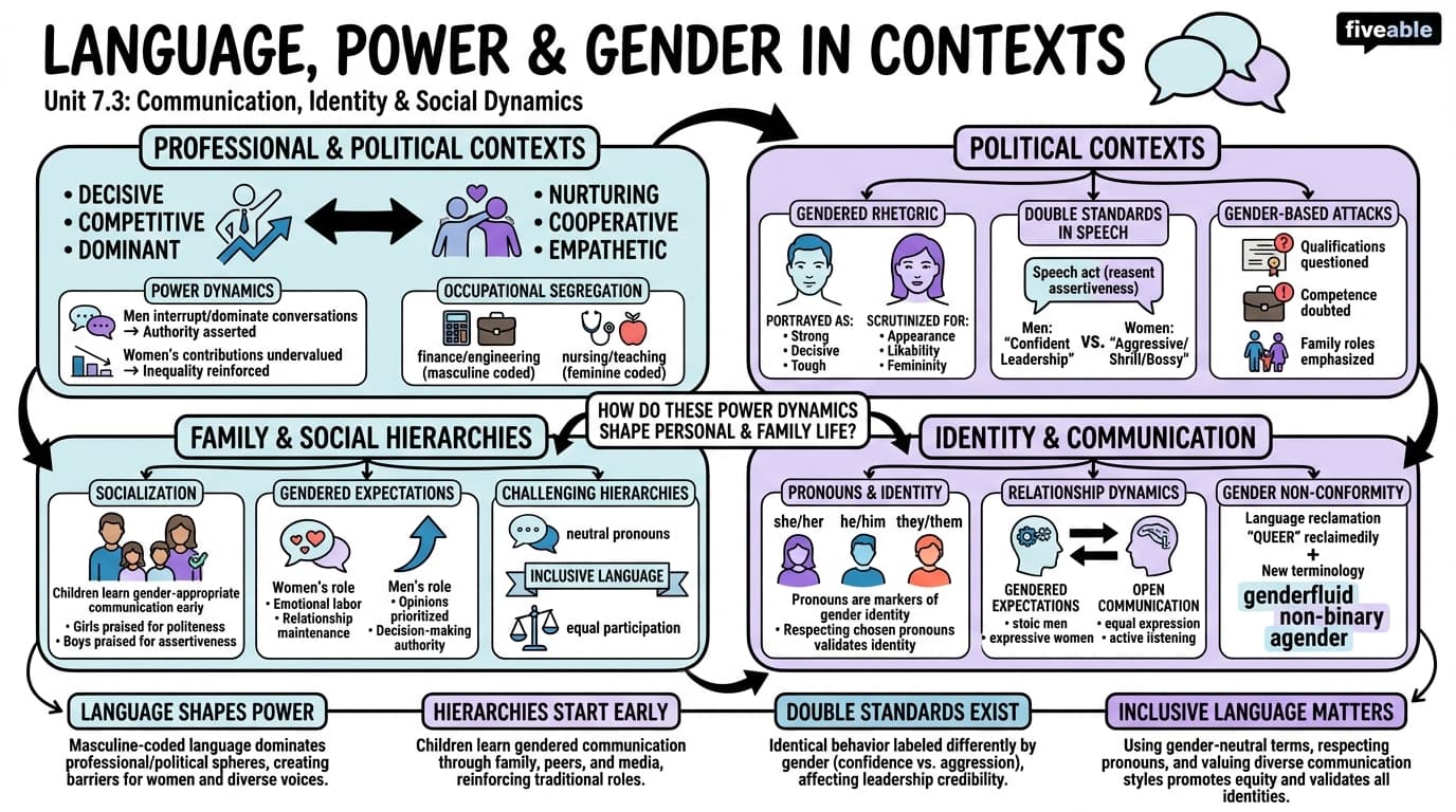 7.3 Language, power, and gender in various contexts - Intro to Gender Studies - Unit 7 visual cheatsheet