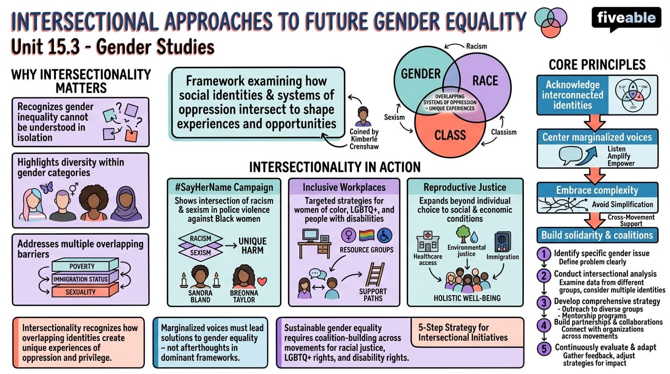 15.3 Intersectional approaches to future gender equality efforts - Intro to Gender Studies - Unit 15 visual cheatsheet