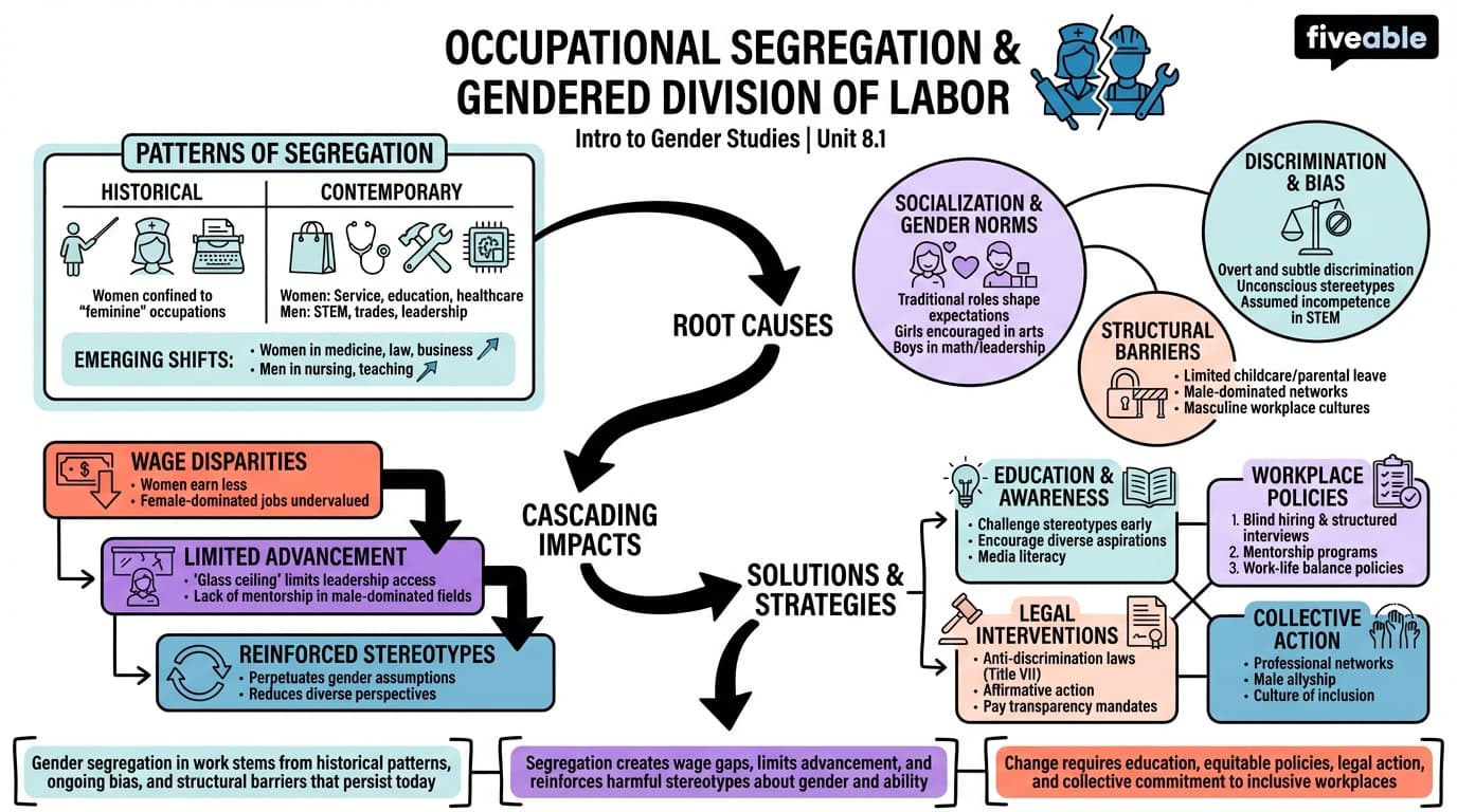 8.1 Occupational segregation and gendered division of labor - Intro to Gender Studies - Unit 8 visual cheatsheet