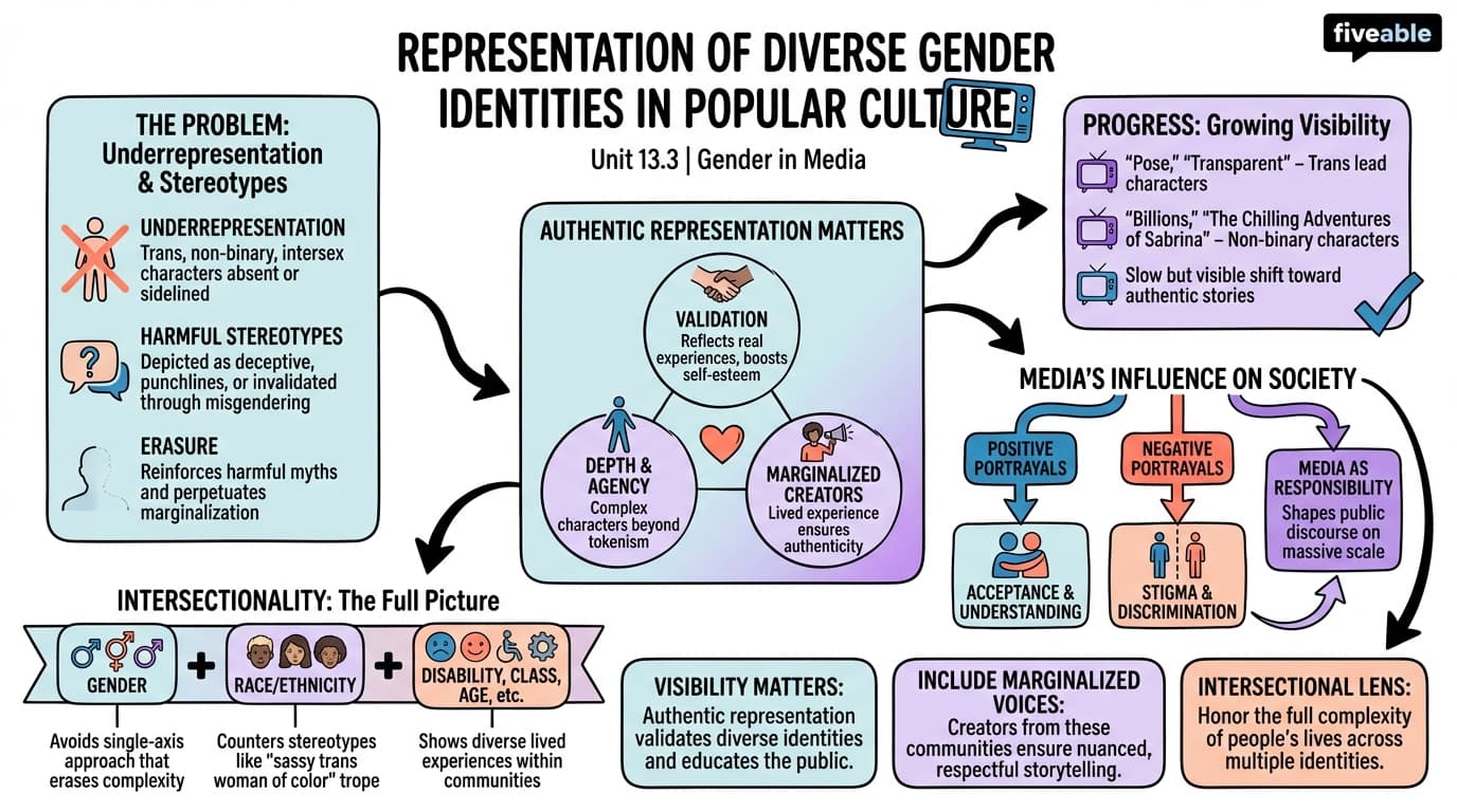 13.3 Representation of diverse gender identities in popular culture - Intro to Gender Studies - Unit 13 visual cheatsheet