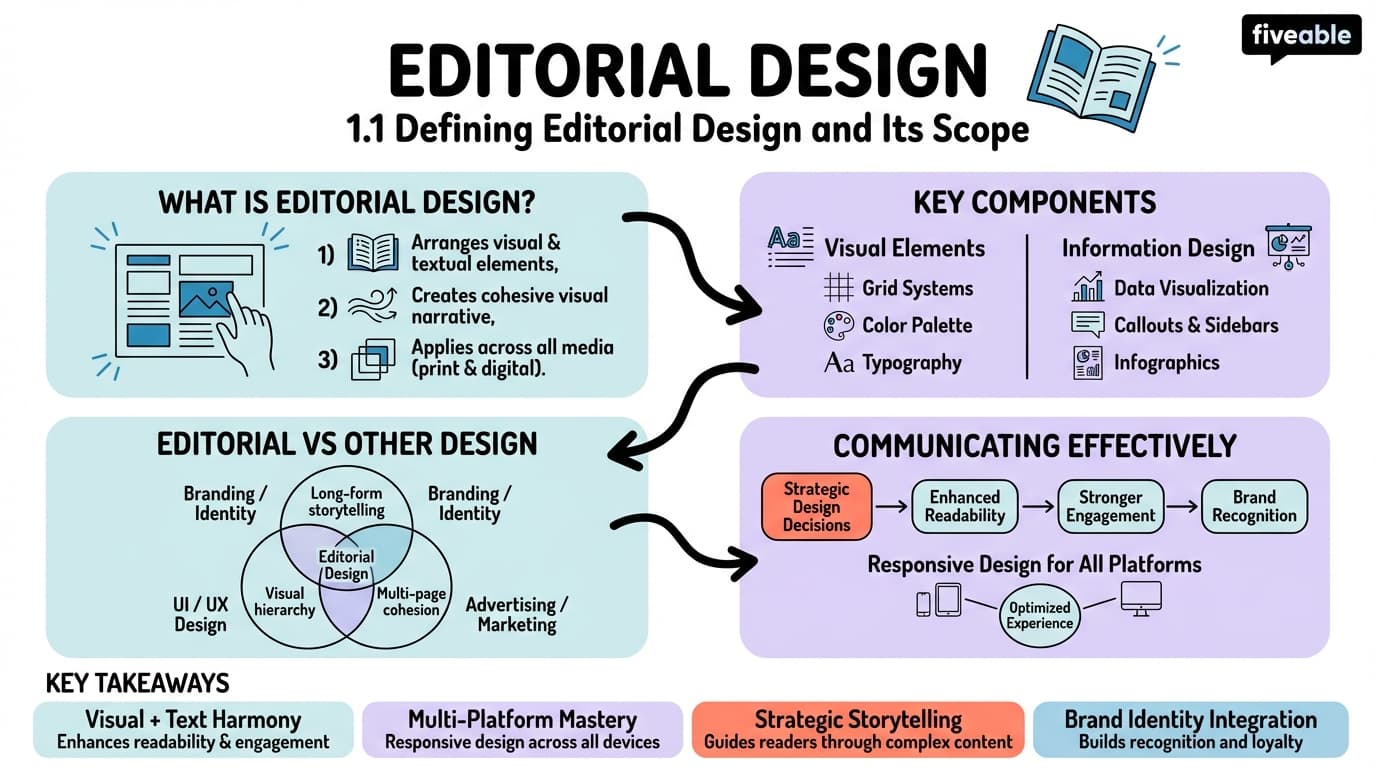 1.1 Defining Editorial Design and Its Scope - Editorial Design - Unit 1 visual cheatsheet