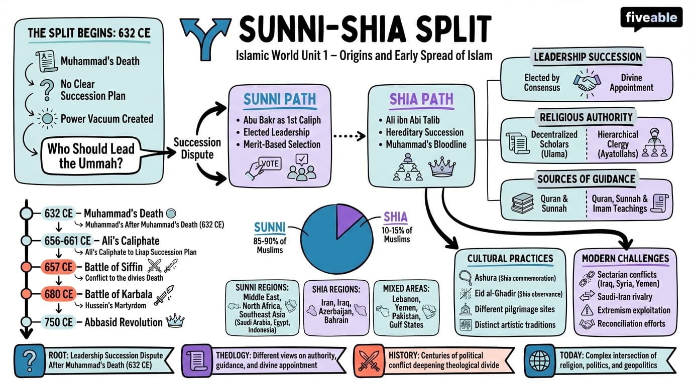 1.7 Sunni-Shia split - Islamic World - Unit 1 visual cheatsheet