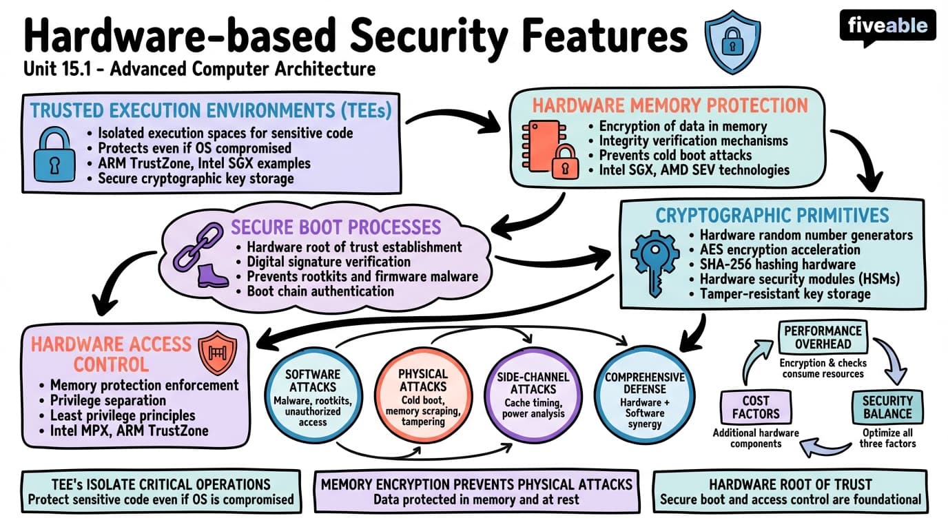 15.1 Hardware-based Security Features - Advanced Computer Architecture - Unit 15 visual cheatsheet