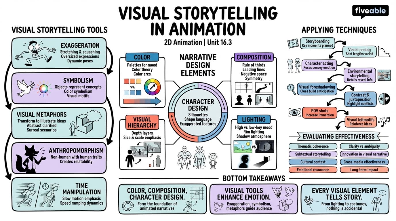 16.3 Visual storytelling techniques specific to animation - 2D Animation - Unit 16 visual cheatsheet