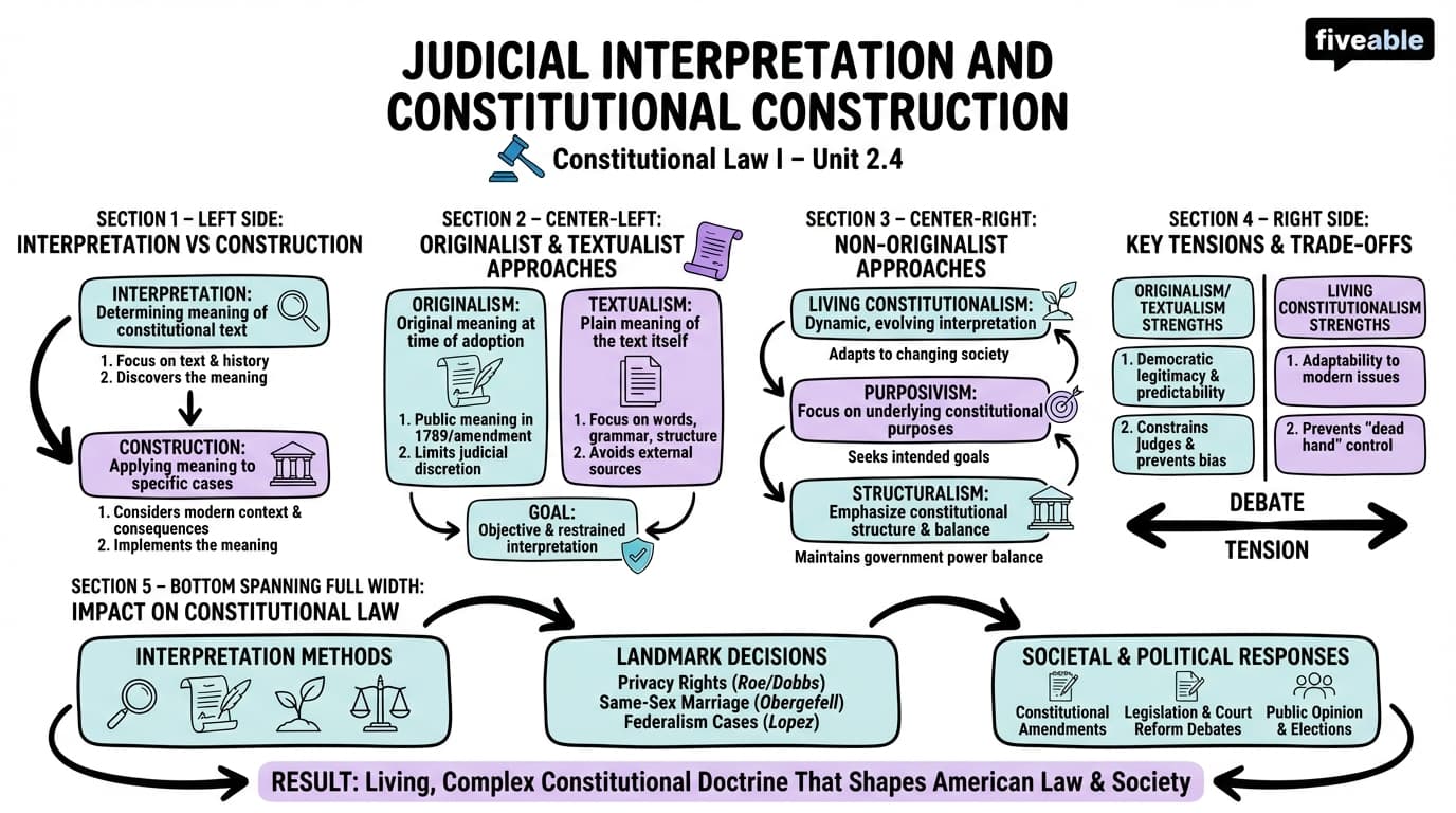 2.4 Judicial Interpretation and Constitutional Construction - Constitutional Law I - Unit 2 visual cheatsheet