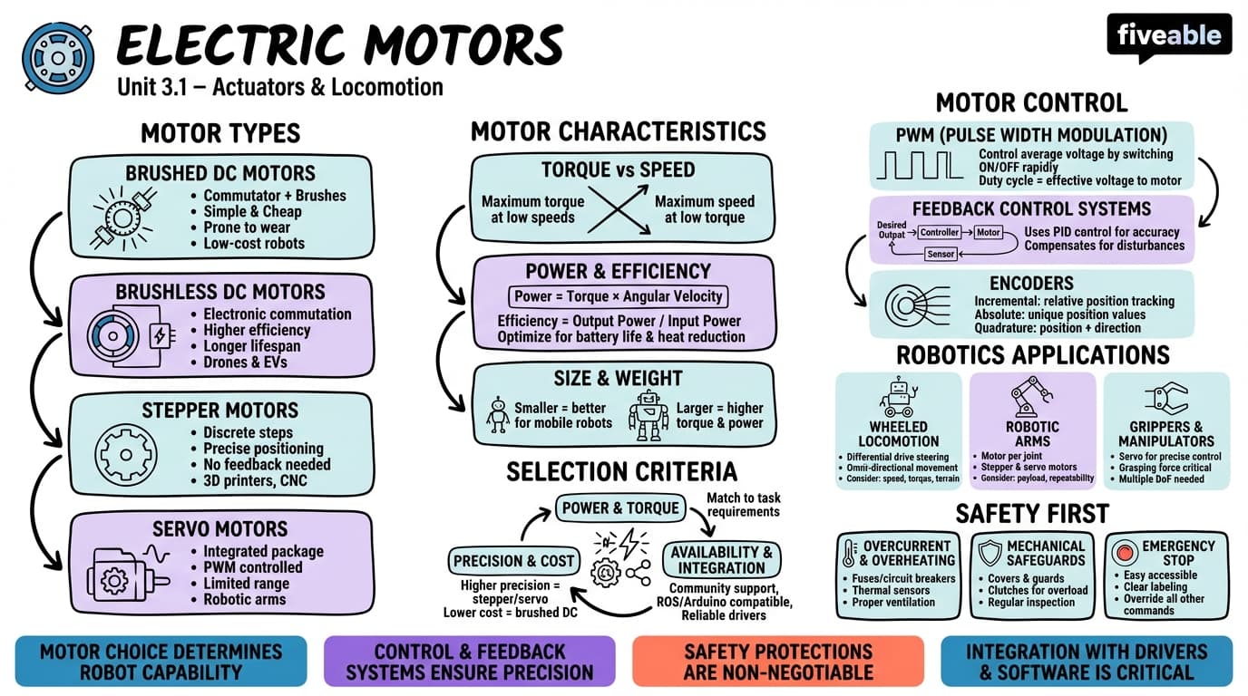 3.1 Electric motors - Intro to Autonomous Robots - Unit 3 visual cheatsheet