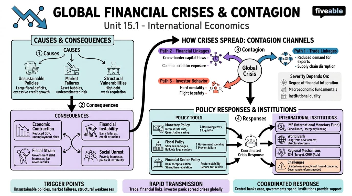 15.1 Global financial crises and contagion - International Economics - Unit 15 visual cheatsheet