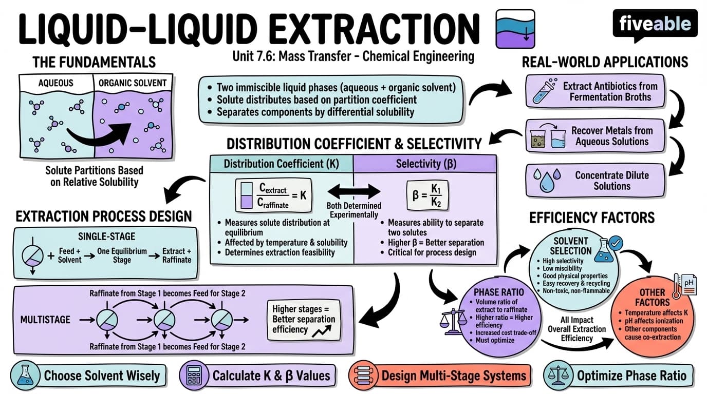 7.6 Extraction - Intro to Chemical Engineering - Unit 7 visual cheatsheet