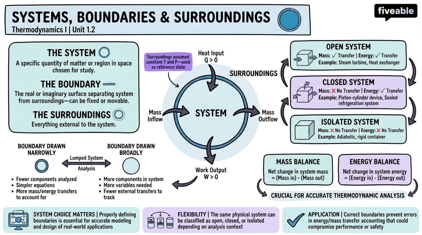 1.2 Systems, boundaries, and surroundings - Thermodynamics I - Unit 1 visual cheatsheet
