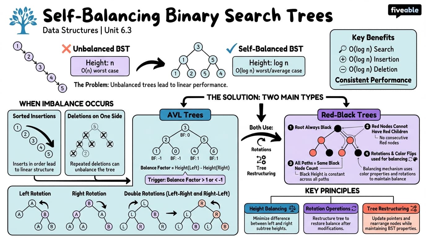 6.3 Self-Balancing BSTs Introduction - Data Structures - Unit 6 visual cheatsheet