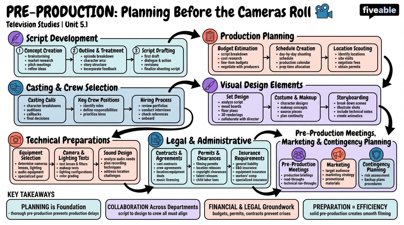 5.1 Pre-production - Television Studies - Unit 5 visual cheatsheet