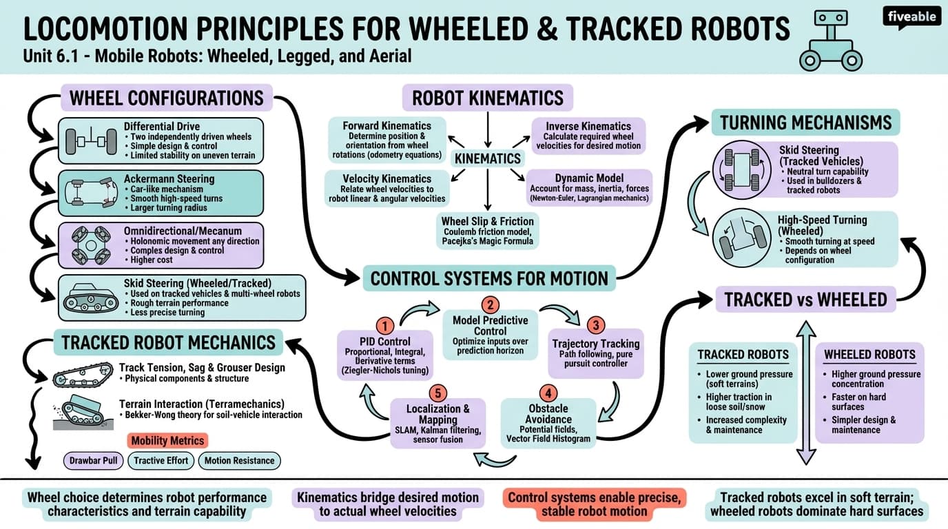 6.1 Locomotion principles for wheeled and tracked robots - Robotics - Unit 6 visual cheatsheet