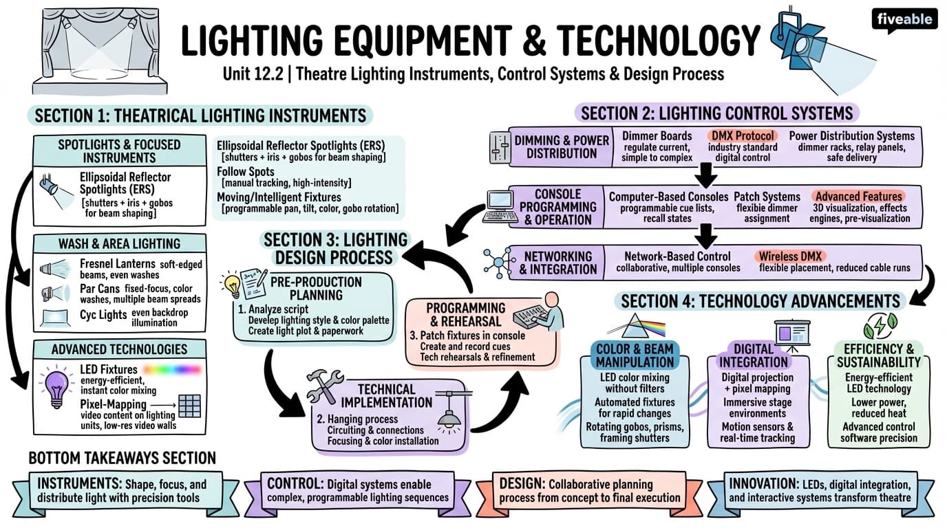 12.2 Lighting Equipment and Technology - Intro to Theatre Arts - Unit 12 visual cheatsheet