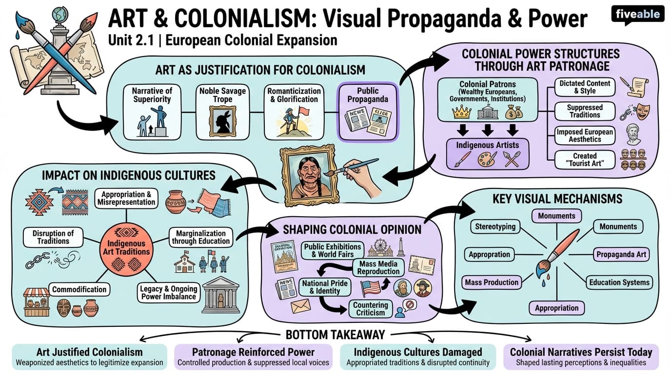 2.1 The role of art in European colonial expansion and imperialism - Art and Colonialism - Unit 2 visual cheatsheet