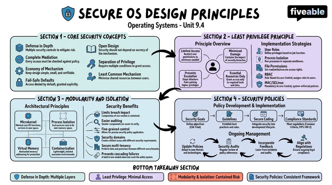 9.4 Secure operating system design principles - Operating Systems - Unit 9 visual cheatsheet