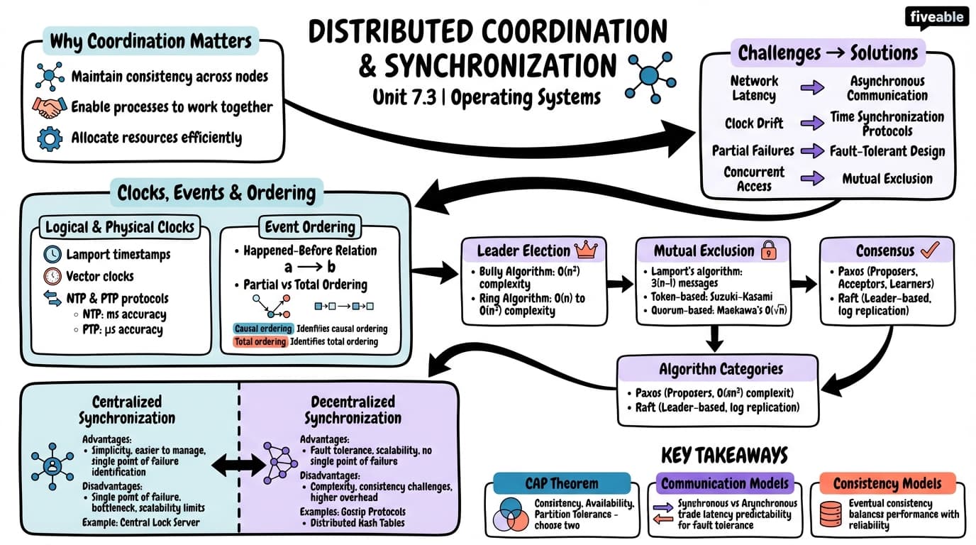 7.3 Distributed coordination and synchronization - Operating Systems - Unit 7 visual cheatsheet