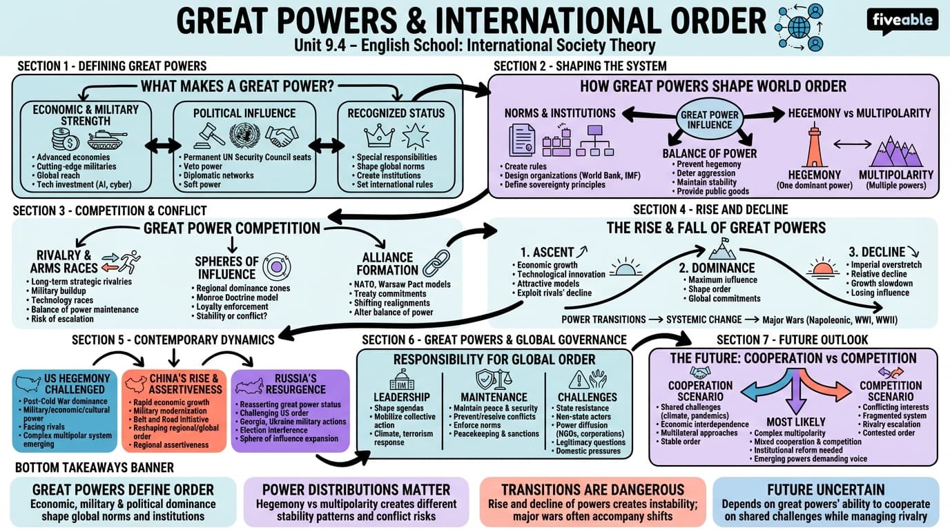9.4 Great powers and international order - Theories of International Relations - Unit 9 visual cheatsheet