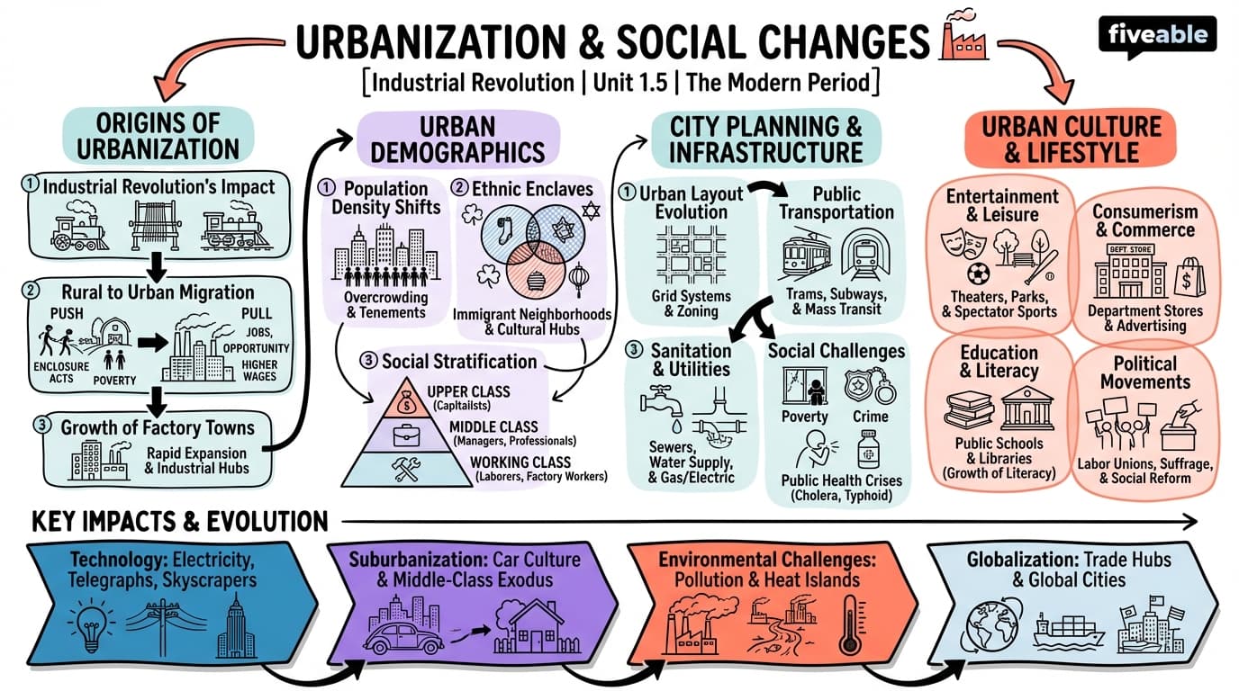 1.5 Urbanization and social changes - The Modern Period - Unit 1 visual cheatsheet