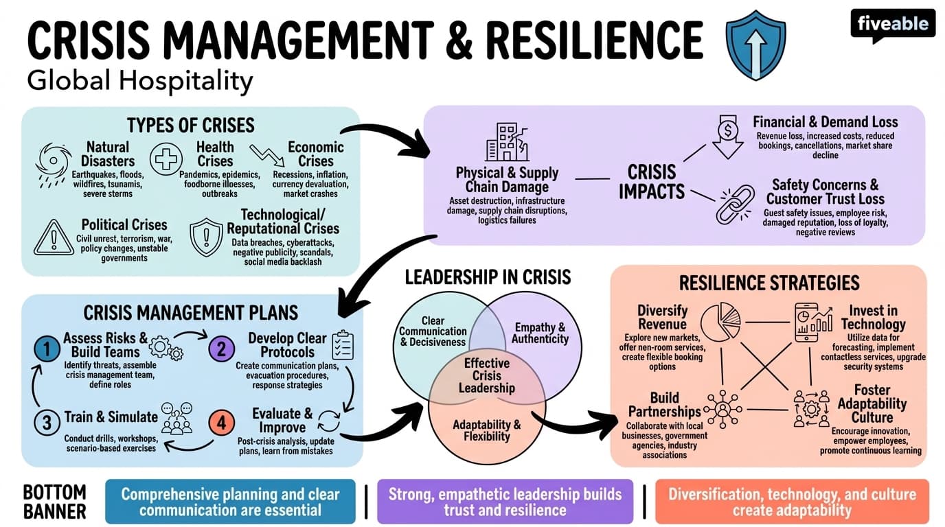 19.4 Crisis management and resilience in global hospitality - Hospitality Management - Unit 19 visual cheatsheet