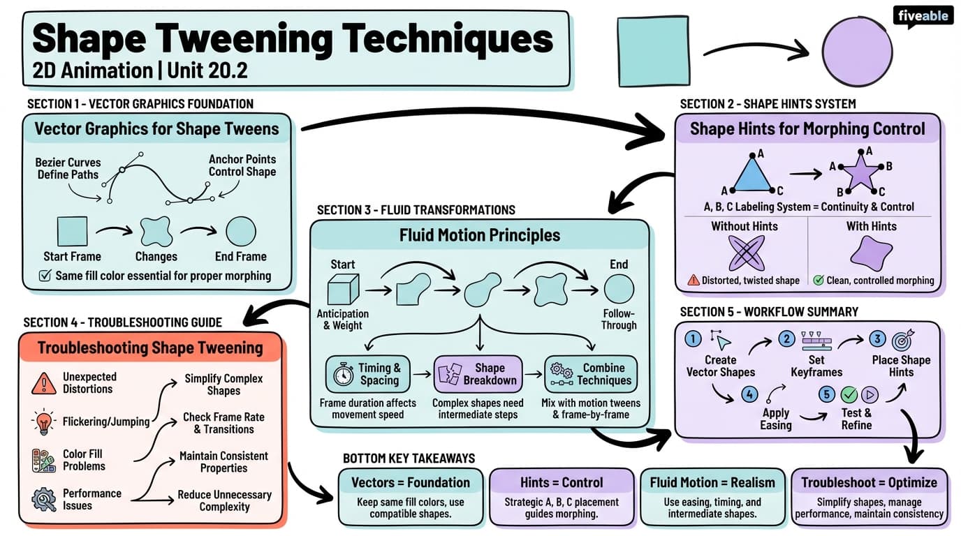 20.2 Shape tweening techniques - 2D Animation - Unit 20 visual cheatsheet