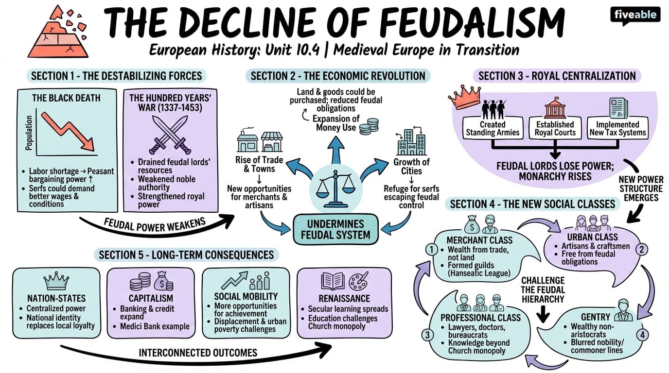 10.4 The Decline of Feudalism - European History – 1000 to 1500 - Unit 10 visual cheatsheet