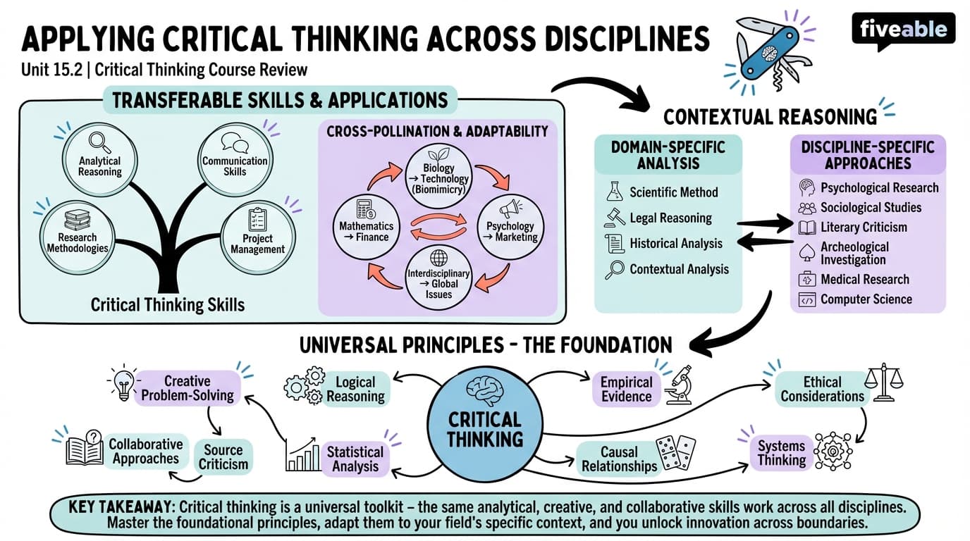 15.2 Applying Critical Thinking Across Disciplines - Critical Thinking - Unit 15 visual cheatsheet