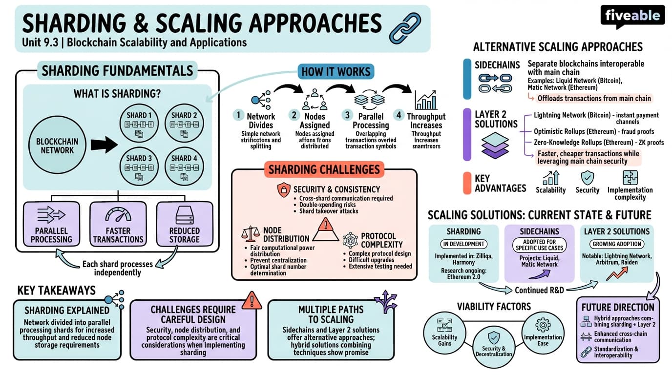9.3 Sharding and other scaling approaches - Blockchain Technology and Applications - Unit 9 visual cheatsheet
