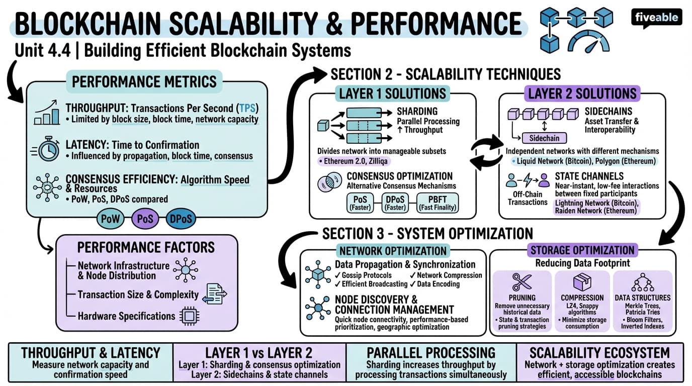 4.4 Blockchain Scalability and Performance Considerations - Blockchain and Cryptocurrency - Unit 4 visual cheatsheet