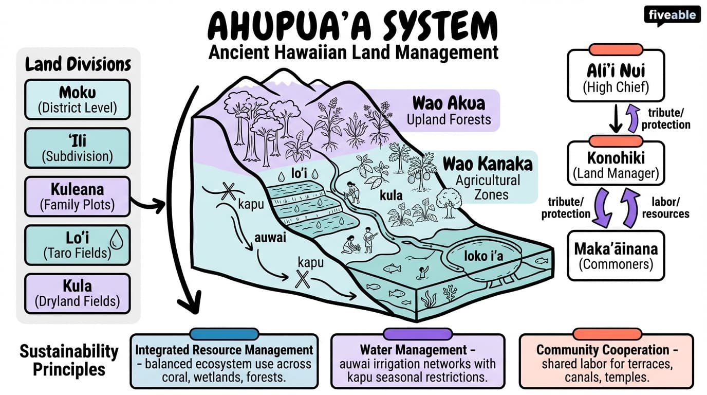 5.1 Ahupua'a System and Land Division - Hawaiian Studies - Unit 5 visual cheatsheet