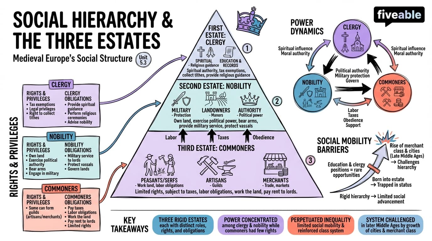 5.3 Social hierarchy and the three estates - The Middle Ages - Unit 5 visual cheatsheet