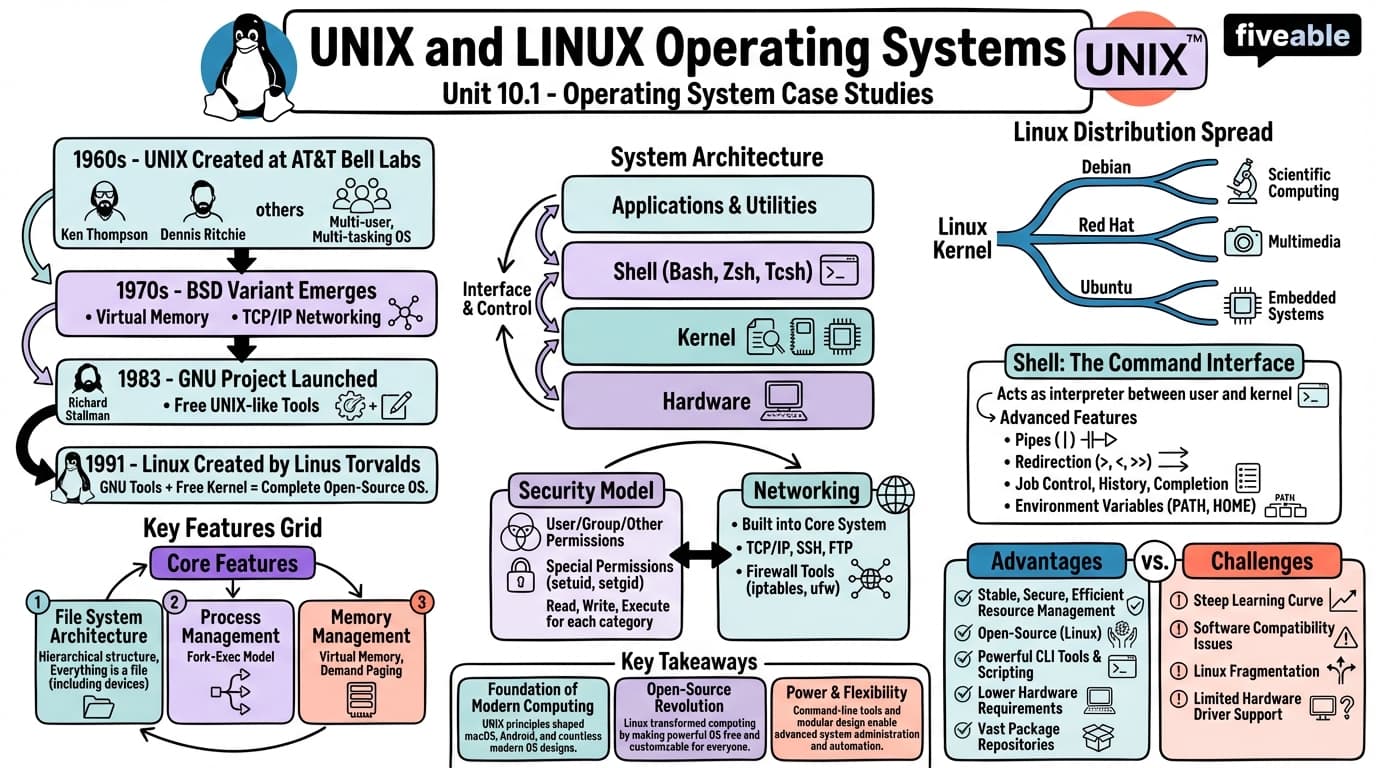 10.1 UNIX and Linux operating systems - Operating Systems - Unit 10 visual cheatsheet