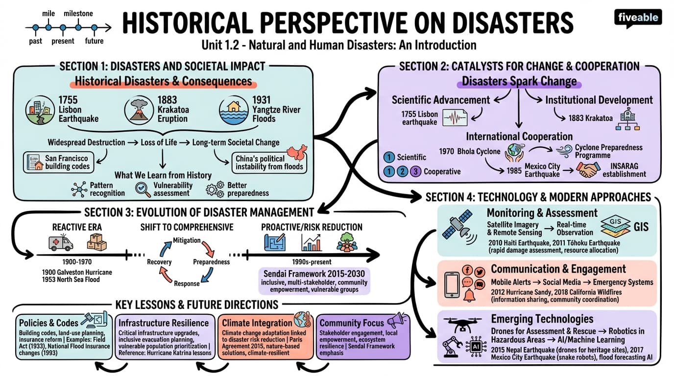 1.2 Historical perspective on disasters - Natural and Human Disasters - Unit 1 visual cheatsheet