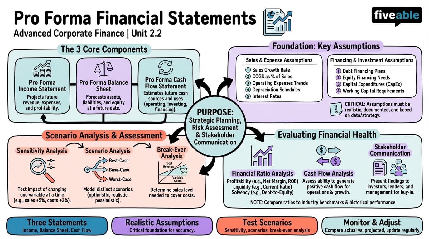 2.2 Pro Forma Financial Statements - Advanced Corporate Finance - Unit 2 visual cheatsheet