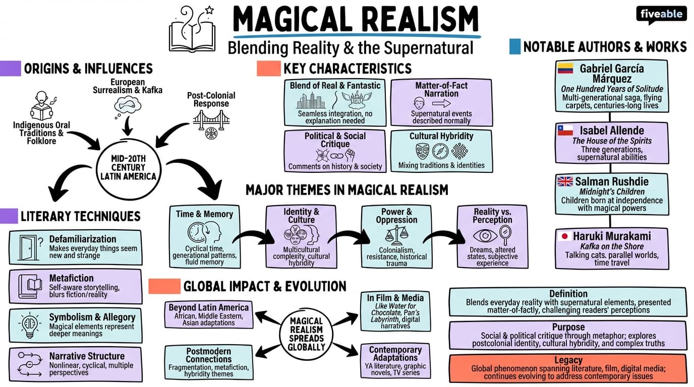 6.4 Magical Realist novels - World Literature II - Unit 6 visual cheatsheet