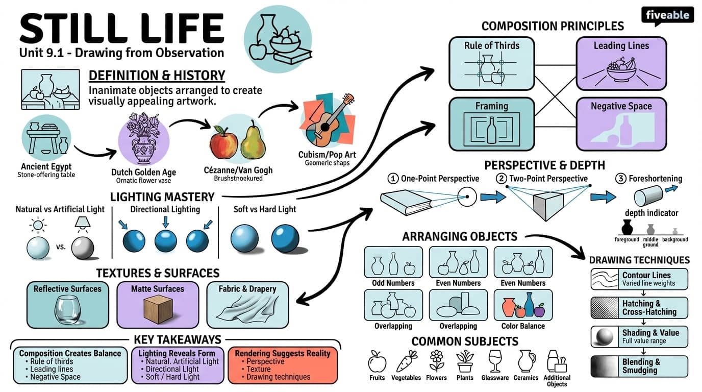 9.1 Still life - Drawing I - Unit 9 visual cheatsheet