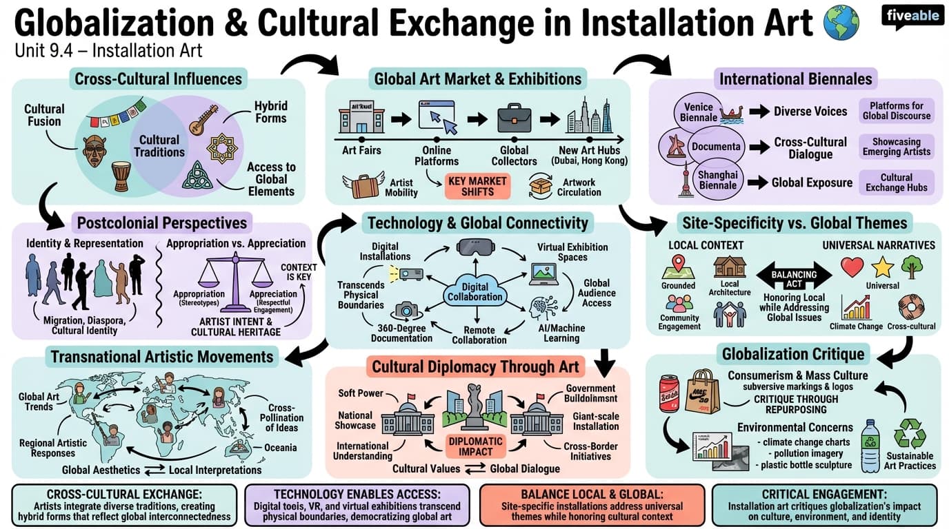 9.4 Globalization and cultural exchange - Installation Art - Unit 9 visual cheatsheet