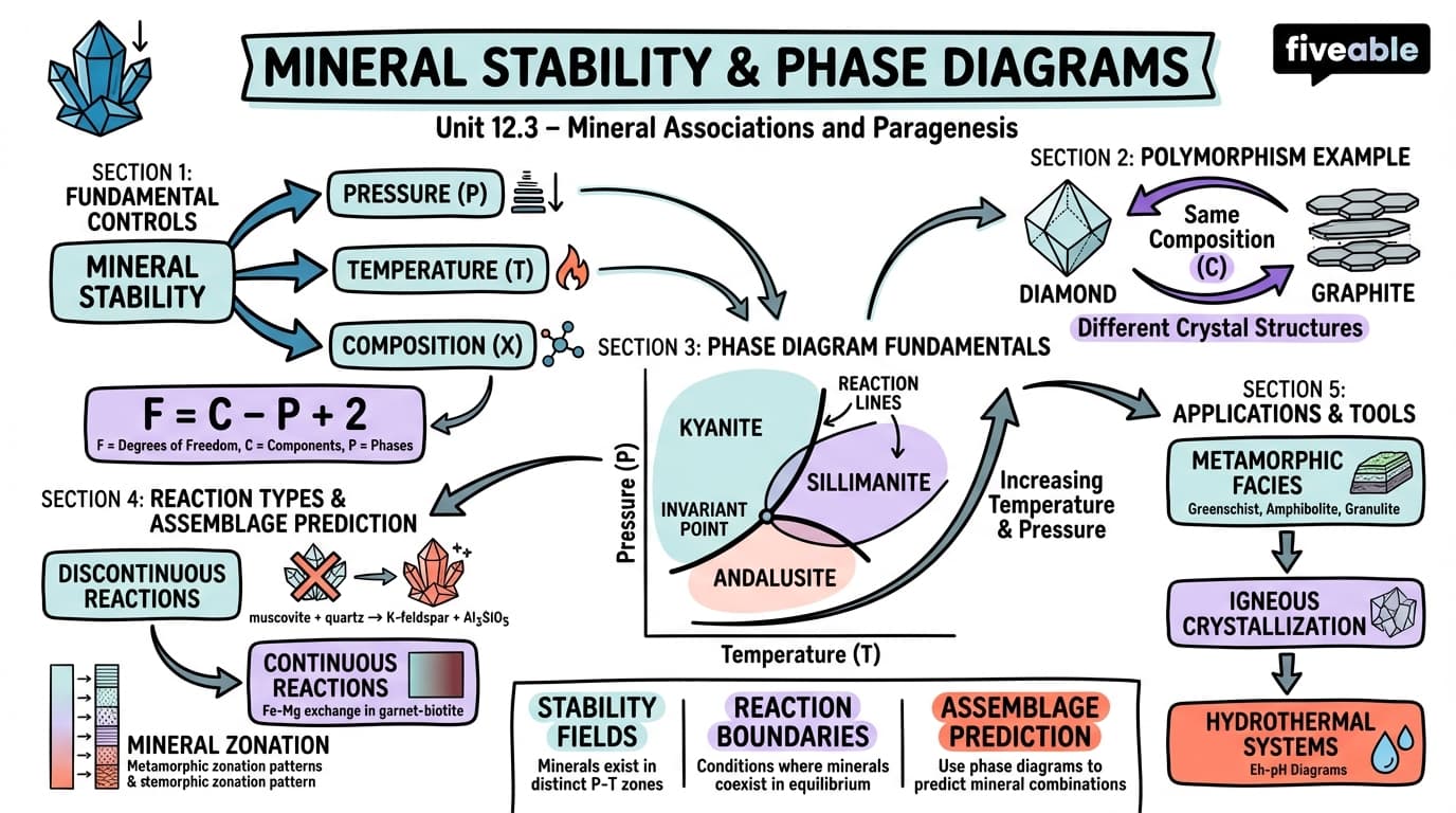 12.3 Mineral Stability and Phase Diagrams - Mineralogy - Unit 12 visual cheatsheet