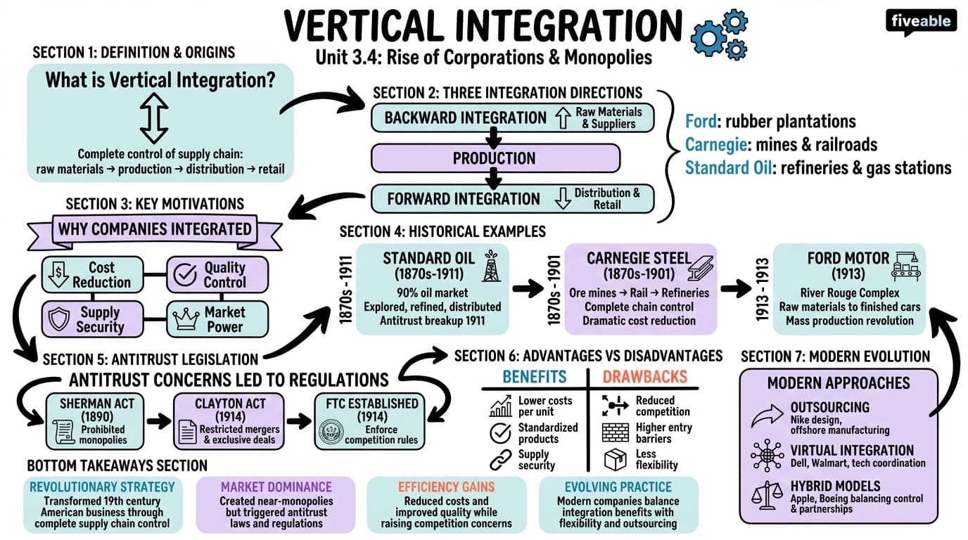 3.4 Vertical integration - American Business History - Unit 3 visual cheatsheet